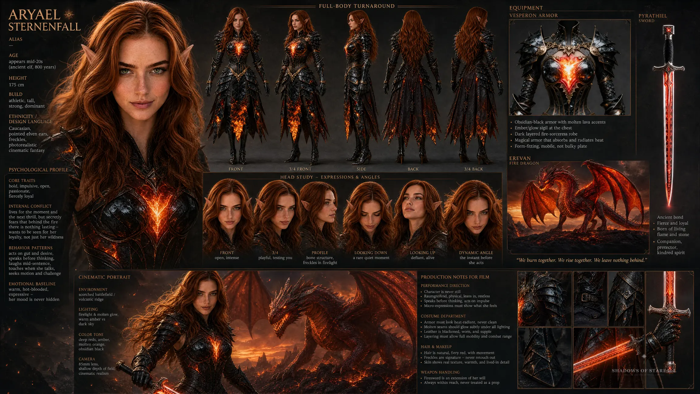 Design-Sheet von Aryael Sternenfall