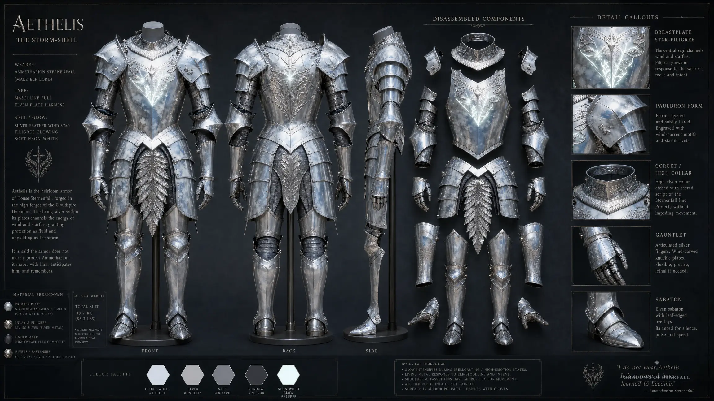 Design-Sheet des Artefakts Aethelis