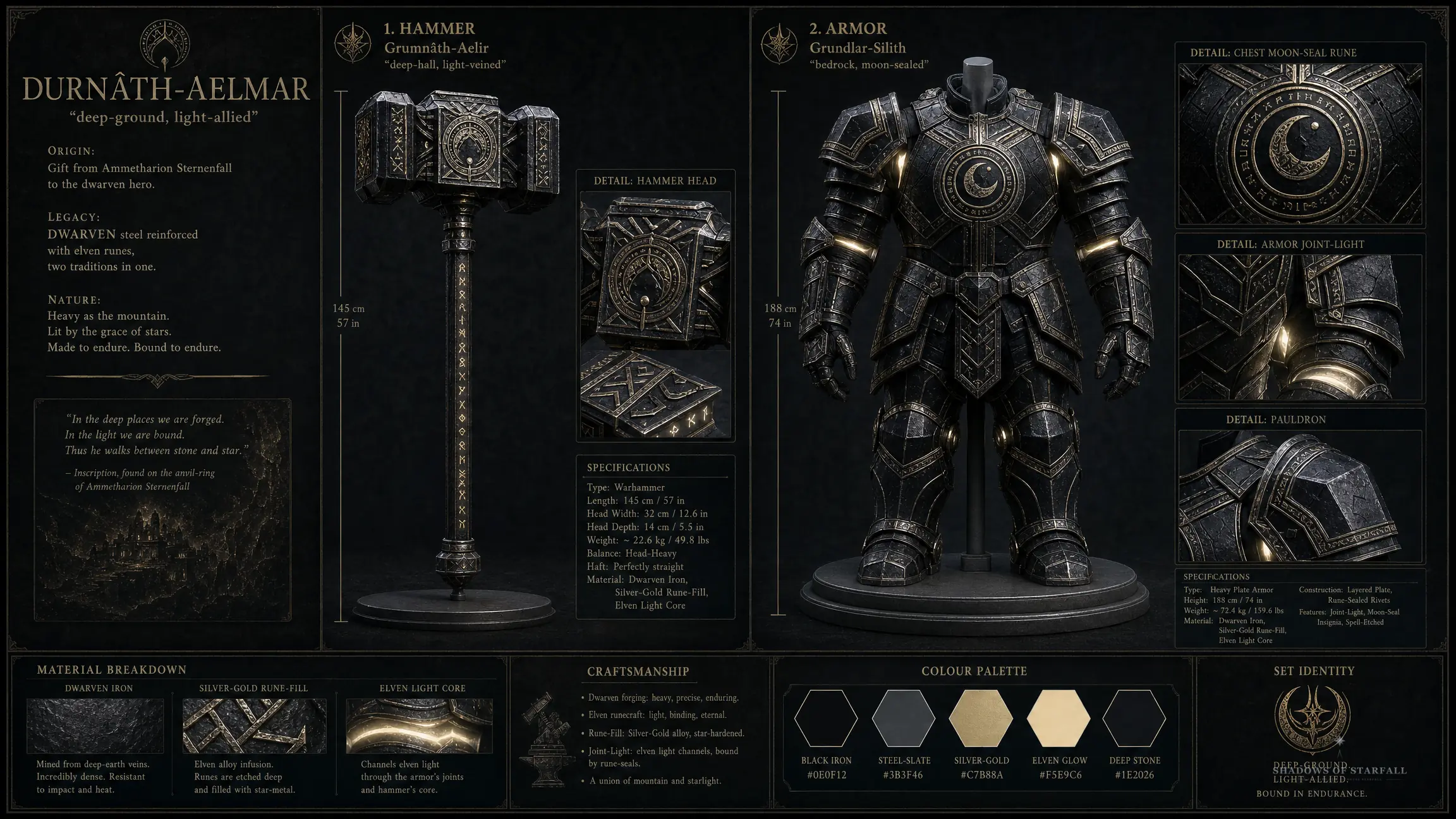 Design-Sheet des Artefakts Durnâth-Aelmar-Set