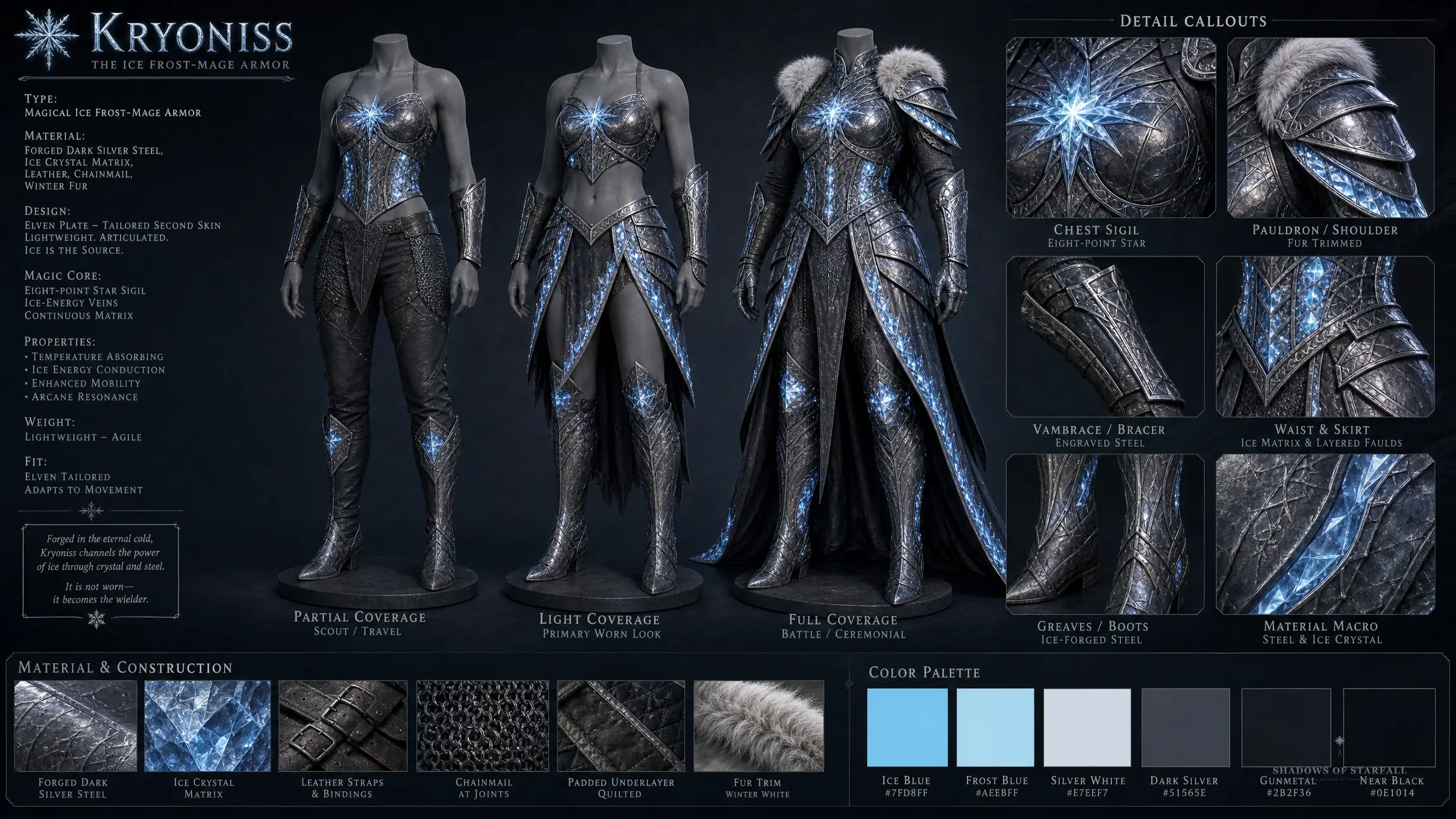 Design-Sheet des Artefakts Kryoniss